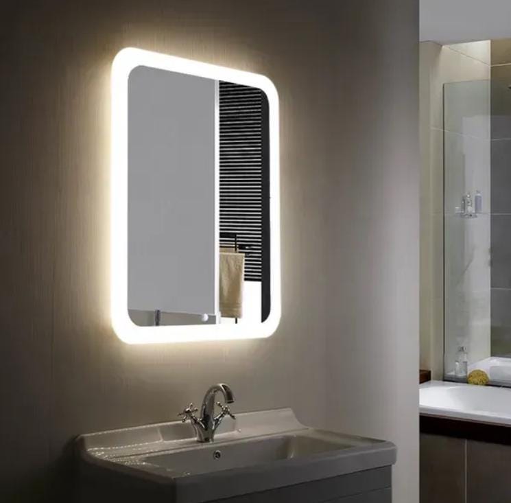 Зеркало с LED прямоугольное с декором, зеркало для спальни, ванной, кухни, гостинной. Зеркало вертикальное, роскошный декор для спальни