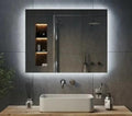 Зеркало с LED прямоугольное, зеркало с механическим управлением, минималистичное, классическое, зеркало горизонтальное с фоновым светом