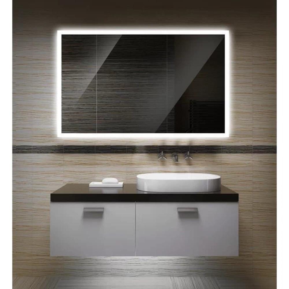 Зеркало с LED прямоугольное с матовым покрытием по краю, зеркало без рамы, стильный подарок на новоселье, полноразмерное зеркало